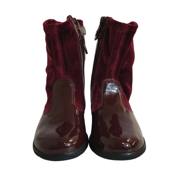 E Naturino Kids Girls Burgundy Maroon Patent Leather Velvet Sock Boots 27 10.5 - Picture 4 of 9